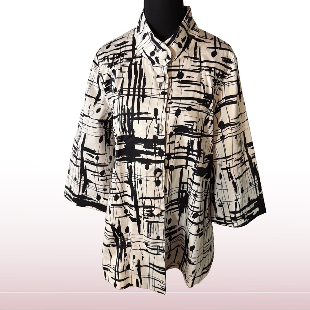 Abstract Black and White Women's Top